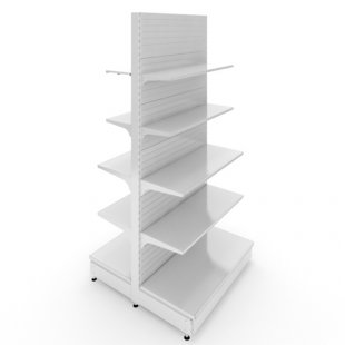 Island shelving unit 1000x600x1550mm, shelves: base 500mm+2x400mm+2x300mm, solid back wall, plinth