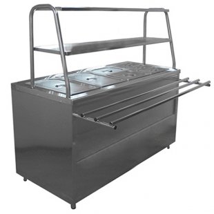 Steam bain-marie for 2 dishes, 7 gastr. Lira-Profi MEP-2B-P/LP-1500 (1500x705(1030)x1462(1482) in, stainless steel, 2 kW, 220 V)