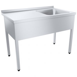 Wash basin with work surface PROFI, right-hand location of tank SRO12/7PNT+VMOts1-500P (1200x700x870(890), capacity 500x500x300mm)