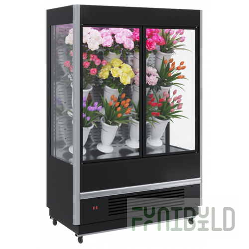 Flower display case with front FC20-08 VM 1.0-1 X7 FLORA(black/gray) 0…+7 1060х875х1930 in