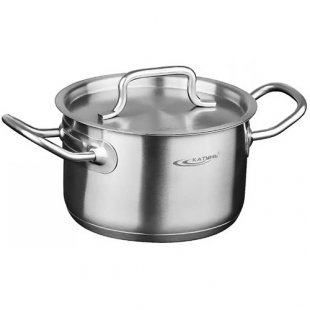 Saucepan (stainless steel) 1.0 l d-14 cm, h-7 cm metal. cover, PUBLIC CATERING, art. KT-OB-01