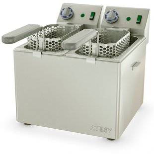 Electric tabletop deep fryer 2 containers PANDA-EURO-2X1/3 (386x564x342mm, 2x8l, 2x2.3kW, 220V)