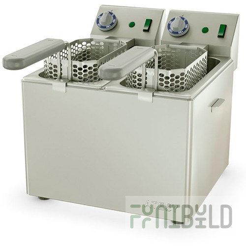 Electric tabletop deep fryer 2 containers PANDA-EURO-2X1/3 (386x564x342mm, 2x8l, 2x2.3kW, 220V)