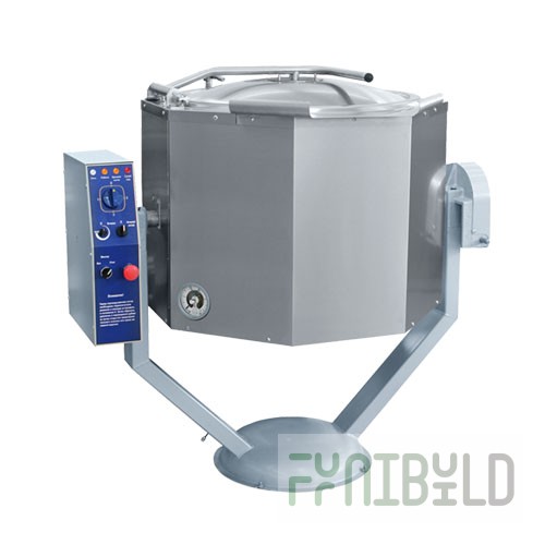 Cooking kettle, manual tilting, lower mixer drive, solid-drawn (160 l, 100 C, steam jacket) KPEM-160-OMR
