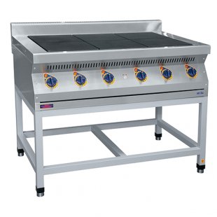 Electric stove 6-burner without oven EPK-67P (stainless steel face) on a crash stand (1111x750x(860)940mm, 16.8 kW, 220/380V)