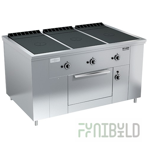 Gas stove 3-burner closed type floor with oven PRG-IIA-3S DSh Maxi (1470x990x850(760)mm, 3x10kW, 1x8kW)