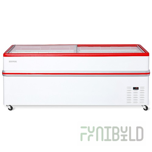 Bonet freezer chest V=1100 l. BF 2100 L red (0…+10/-18 to -25C, 2090x960x850mm, 10.5kW, 220V)