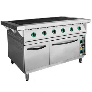 Electric stove 6-conf. with oven. PEP-0.72-DSH-N-01 (stainless steel body) (1265 (1475) x 850 (895) x 860 (880) in)
