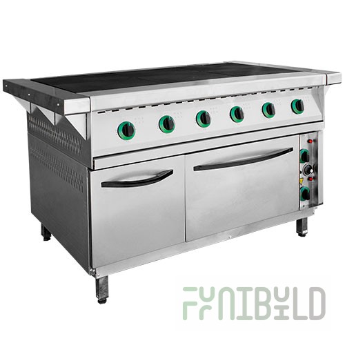 Electric stove 6-conf. with oven. PEP-0.72-DSH-N-01 (stainless steel body) (1265 (1475) x 850 (895) x 860 (880) in)