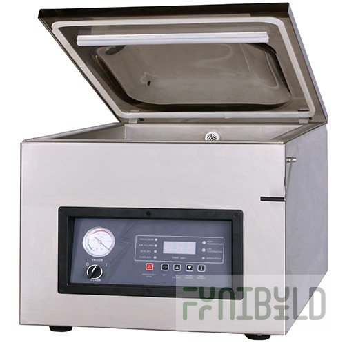 Tabletop vacuum packer DZQ-500/T (586x670x504 in, 220 V; 0.9 kW, stainless steel + gas)