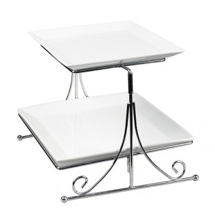 2-tier buffet stand + 2 porcelain dishes 26*26cm, 22*22cm PL art. 81223500