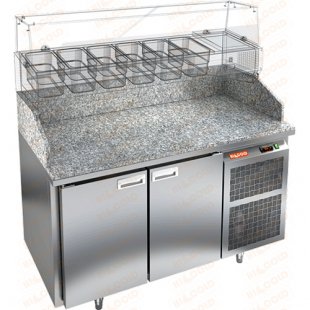 Pizza table Hicold PZ3-11/GN Stone (1390x700x1050mm, 0.32 kW, 220 V, +2...+10 °C)