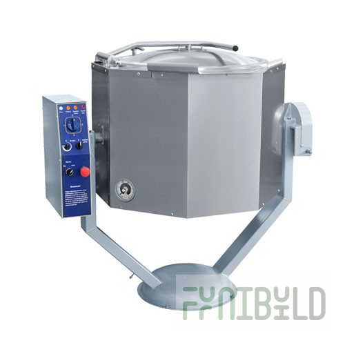 Cooking kettle, manual tilting, lower mixer drive, solid-drawn (100 l, 100 C, steam jacket) KPEM-100-OMR