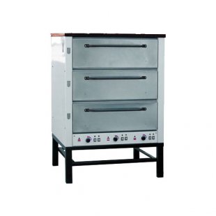 Electric bakery oven HPE-500 zinc-coated (1160x1050x1625 in, capacity per 1 baking: tin bread 72 pcs., loaf 0.3 kg. - 42 pcs., 19.2 kW, 380 V, 370 kg.)