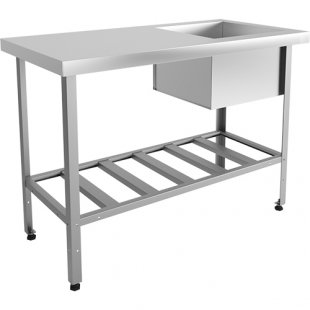 Wash basin with work surface STANDARD SRO15/6SCK+VMO1-430 galvanized frame, 1500x600x870(890) in