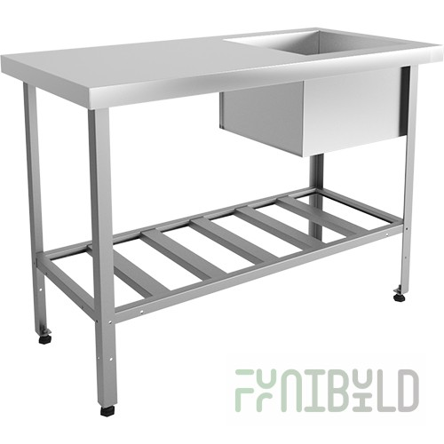 Wash basin with work surface STANDARD SRO15/6SCK+VMO1-430 galvanized frame, 1500x600x870(890) in