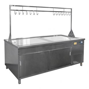 Refrigerated trading table for meat with a stand and hooks SOEP-M (2000x1000x1830 in)