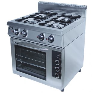 Gas stove 4-burner with oven. cabinet F4PDG/900/50030 (stainless steel grate, 800x900x1050, 27 kW)