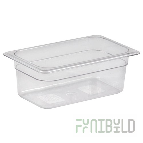 Gastronorm container without lid polycarb. GN 1/4, H-100, 265x162x100mm