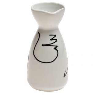 Sake bottle 160 ml, with hieroglyphs white, porcelain art. S10-115-18