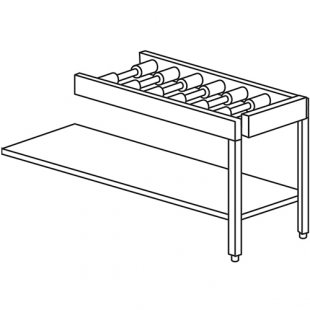 Roller table with free turning rollers and lower shelf for machines with drying tunnel URFA/916 (1600/2300x630xh850 in; load up to 42 kg) 00905217