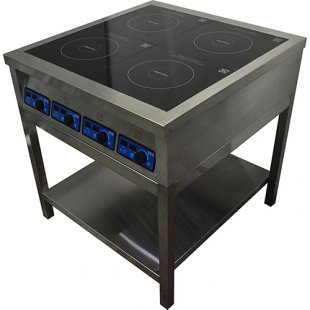 Induction cooker PI-4 (820x850x870 in, 4 conf., solid shelf, 14 kW, 380 V)