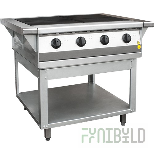 Electric stove 4-conf. without oven. cabinet PEP-0.48-01 (stainless steel face) (840 (1050) x 850 x 860 (880) in, 12 kW, 380 V)