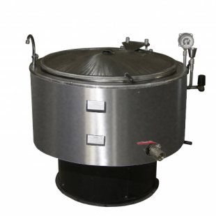Electric food boiler. round stationary. KPE-160 stainless steel (900x1060x1060mm, 160 l, 380V, 22.5 kW, 182 kg)