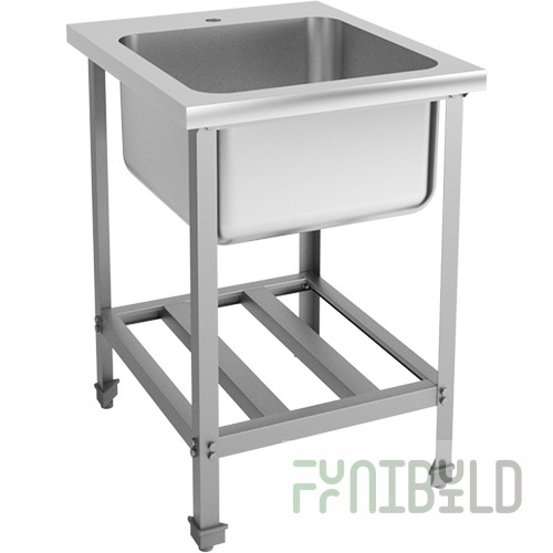 Solid-drawn washing bath EKONOM VMOts1-500ECK 600x700x870-890mm, (capacity 500x500x300mm)