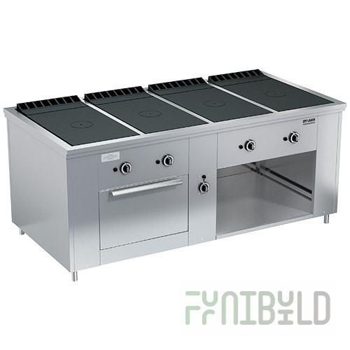 Gas stove 4-burner closed type floor with oven PRG-IIA-4S DSh Maxi (1945x990x850(760), 4x10 kW, 1x8 kW)