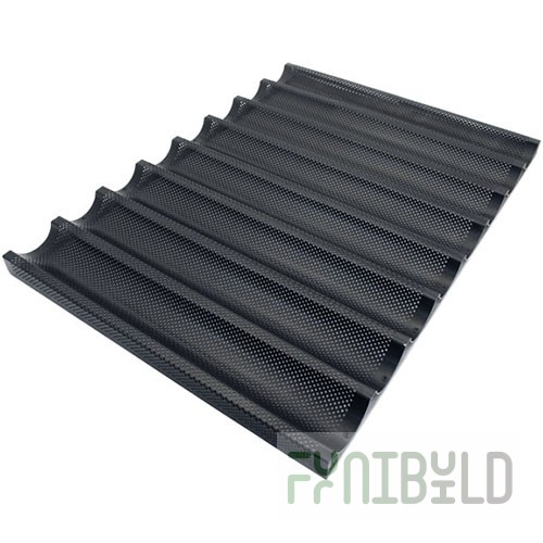 Baking tray for baguettes, perforated aluminum with non-stick coating, 800x600 in