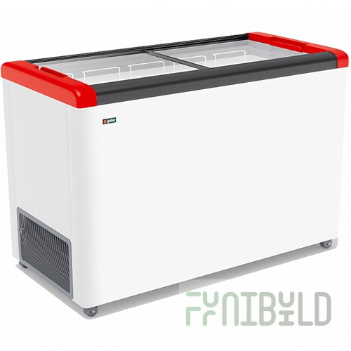 Chest freezer V=380 l GELLAR FG 400 C red (1200x600x840, -12…-25C, 4 baskets, wheels, lock)