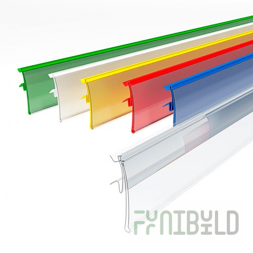 Price tag holder for shelves, folding, 1238x39mm, art. HSAC39-1238, transparent, pack of 100 pcs.