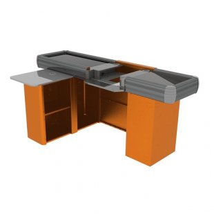 Checkout counter SUPERMARKET LIGHT-L, 2060mm (2525), (WITHOUT conveyor, narrow storage, cutouts)