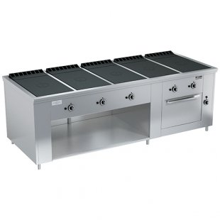 Gas stove 5-burner closed type floor with oven PRG-IIA-5S DSh Maxi (2420x990x850(760), 5x10 kW, 1x8 kW)