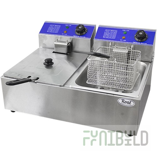 Tabletop electric deep fryer HEF-6L-2 (560x440x300 in, 2x6 l, 2.5 kW + 2.5 kW, 220 V) 2 containers