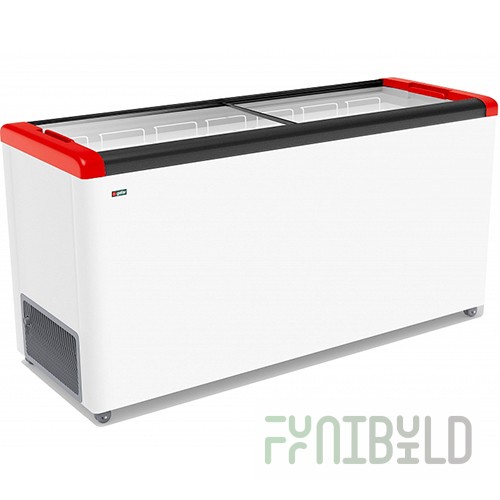 Chest freezer V=520 l GELLAR FG 600 C red (1600x600x840, -12…-25C, 6 baskets, wheels, lock)