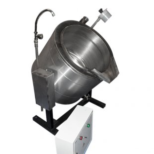 Electric cooking kettle round tipping. KPE-60 stainless steel (900x700x950(900)mm., 60 l., 9 kW, 380V)