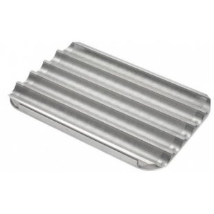 TECHNICOAT aluminum baking tray, baguette 600x400mm (5 waves 60x25mm; thickness 1.15mm; perforation d 1.18 in)