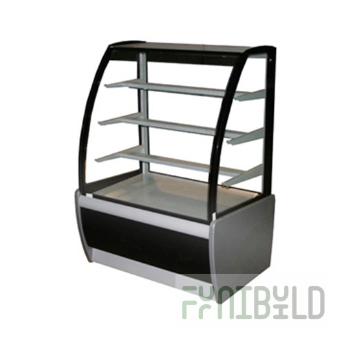 Showcase medium-temperature air conditioning 920x650x1300mm, K70 VM 0.9-1 (ВХСв - 0.9д Carboma) Techno, +6..+12С, (3 shelves, dark gray
