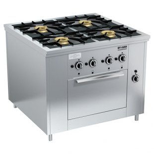 Gas stove 4-burner open type floor with oven PRG-IIA-4 DSh Maxi (1000x990x850(760), 4x8 kW, 1x8 kW)