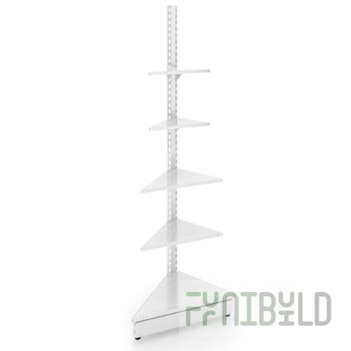 Rack UN 600x1900mm, shelves: base 500mm+2x400mm+2x300mm, solid back wall, plinth