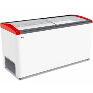 Chest freezer V=565 l GELLAR FG 675 E red (1610x650x860 in, -12…-25C, 7 baskets, wheels, lock)