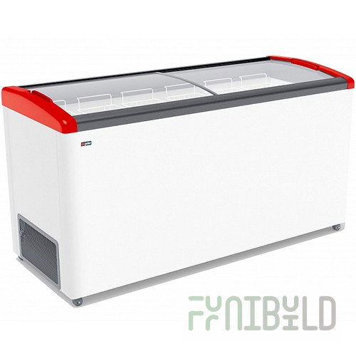 Chest freezer V=565 l GELLAR FG 675 E red (1610x650x860 in, -12…-25C, 7 baskets, wheels, lock)
