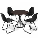 Dining furniture set SHT-DS9 (wenge/black, table+chairs), 2220x2220x840mm