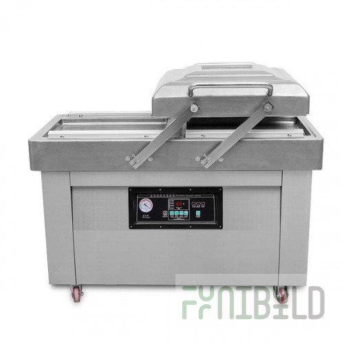 Floor-standing two-chamber vacuum packaging machine DZ-600/2SB (1540x770x1040 in, 220 V, 1.5 kW, stainless steel)