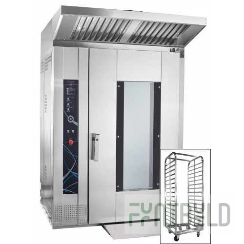 Rotary bakery oven Abat RPSH-16-2/1M with universal trolley
