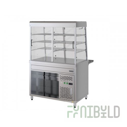 Counter - display case refrigerated closed PVCЭ11 (flat tabletop, 6 shelves, LED backlight, 1120 in)