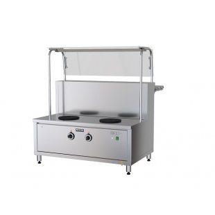 First course bain-marie counter PMPE11 (2 burners, one shelf, LED backlight, cough screen, 1120 in)