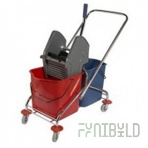 Double bucket trolley with wringer G-teq AF08072